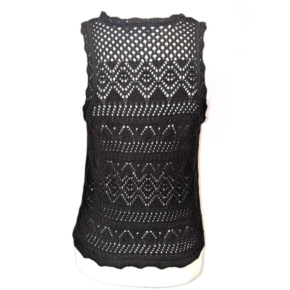 Gap	| 100% Cotton Crochet Halter Tank Top Sweater Black Sleeveless | Size Small - Picture 6 of 12